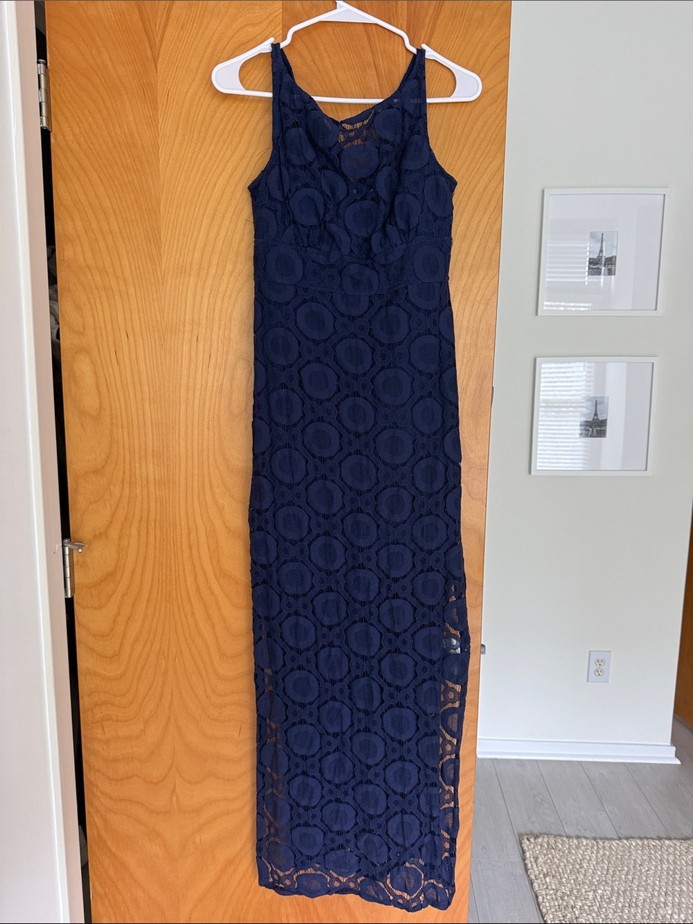 Trina Turk Navy Lace Maxi Dress